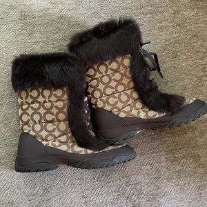 Coach winter Boots Brown canvas